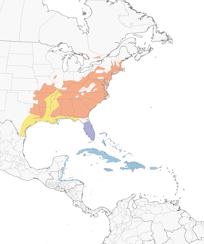 Prairie Warbler range map